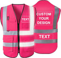Personalized Safety Vest Custom High Vis Vest Customize Logo Safety Vest with Reflective Strip 5 Pockets Workwear