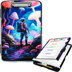 Clipboard with Storage High Capacity Plastic Nursing Clipboards with Pen Holder File Folder Storage Box Clipboard with Heavy Duty Clips for Teacher,Doctor,Offices-Astronaut Under Mushroom