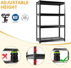 The Atlas 48" W Heavy Duty Garage Shelving Unit Load 12000 Lbs, Metal Shelves for Storage, Adjustable All Steel Industrial Rack, 48" W x 24" D x 72" H, Black