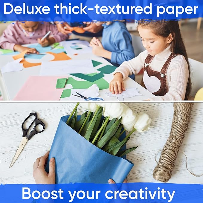 12" x 1200" (100 ft) Dark Blue Kraft Paper Roll (Value Pack of 2), 45 lbs Thickness, Made in USA Colored Kraft Paper for School, Bulletin Board - Odorless, Non-Toxic, Safe for Kids