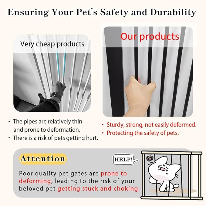 Lumizone Extra Tall Cat Gate 55.12" High Pressure Mounted Extra Wide 2025 New (17 Sizes) 1.37" Gap No Drilling Auto-Close One-Handed Operation Tall Pet Gate for Dogs(Black, 55.12" H x 38.39"-42.51" W)