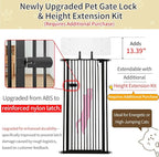 Lumizone Extra Tall Cat Gate 55.12" High Pressure Mounted Extra Wide 2025 New (17 Sizes) 1.37" Gap No Drilling Auto-Close One-Handed Operation Tall Pet Gate for Dogs(Black, 55.12" H x 50.98"-55.11" W)