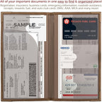 Auto Insurance and Registration Card Holder - Vehicle Glove Box Document Organizer - Car Essential Paperwork Holder for DMV, AAA, Contact Information Cards - Premium PU Leather Wallet Case - Brown