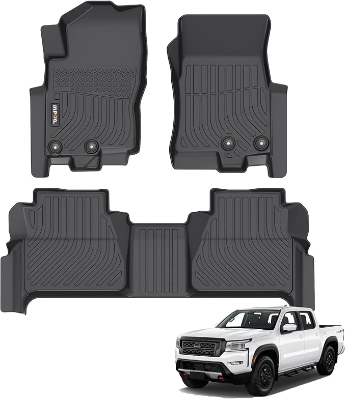AIPOIL® Floor Mats for 2022-2025 2026 Nissan Frontier Crewcab All Weather Protection TPE Anti-Slip Automotive Full Set Custom Car Mats Accessories - Black