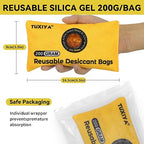 12Pack (200g Each) Rechargeable Silica Gel Desiccant Packets,Color-Indicating Desiccant Packs for Storage.Moisture Absorbers for Storage Bins,Suitcases,Safe,3D Filaments,Wet Zones and Cars