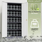 Crownland 72" Lockable Metal Storage Cabinet, Garage Storage Cabinets, High Office Cabinet with Adjustable Shelves for Garage, Home Office,Pantry, File(Grey White)