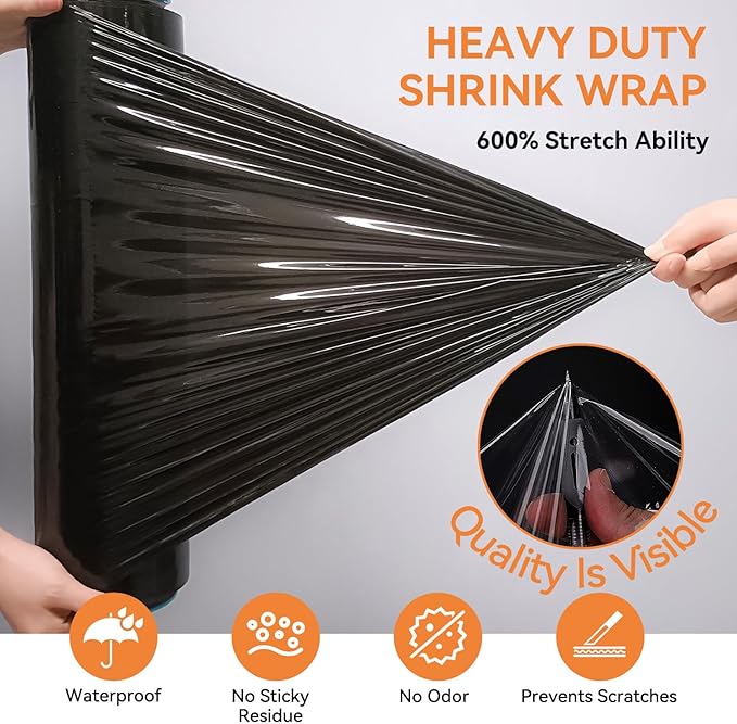 ADAYM 18" x 1500' Stretch/Shrink Wrap Roll - Plastic Wrap for Moving, Heavy Duty 80 Gauge, 600% Stretch for Packing, Pallets, Shipping&Furniture Protection with Handles