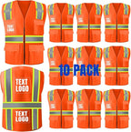 BeautyWill 10/20 Pack Custom Logo Safety Vest,Bulk High Visibility Class 2 Reflective Work Vests