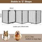 Metal Freestanding Dog Gates with Door,Extra Wide 24", 32" Height Foldable Dog Fence for Indoor & Outdoor, Heavy Duty Freestanding Pet Barrier for Stairs, Doorways, Halls, Kitchen,Yard,Christmas Tree