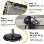 2 Pack Sign Holder Stand 8.5x11 Inch, Adjustable Sign Stand, Floor Standing Sign Holder, Snap-Open Frame Display, 360° Rotation Outdoor Indoor Poster or chalk board Display for advertising,Malls,Black