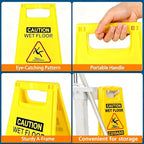 6 Pack Caution Wet Floor Sign, 24" Height, Bright Yellow, Double-Sided A-Frame Safety Caution Sign Commercial, Bilingual Caution Message
