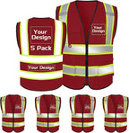 Custom Safety Vest with Logo Pockets High Visibility Reflective Vests Construction Security Workwear