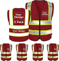 Custom Safety Vest with Logo Pockets High Visibility Reflective Vests Construction Security Workwear