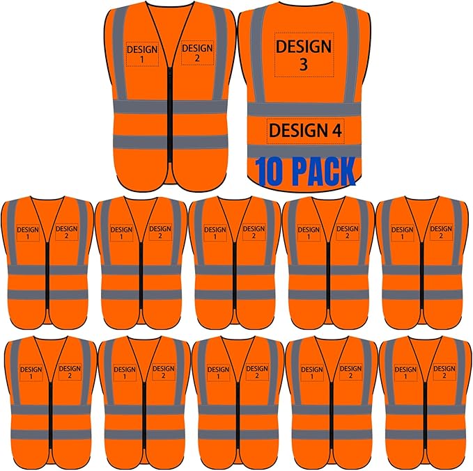 BeautyWill Custom Logo Safety Vest S,M,L,XL,2XL,3XL,4XL Personalized Safety Vest High Visibility Apparel
