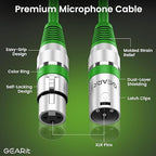 GEARit XLR Male to Female Microphone Cable (100 Feet, 1 Pack) 3-Pin Balanced Shielded Mixer, Recording Studio, Podcast - Green