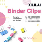 Binder Clips, 100PCS Large Binder Clip Assorted Sizes, Medium Small Binder Clips for Paperwork, Bulldog, Office Clips, Paper Clamps, Colorful Binder Clip Set for Office and School Supplies