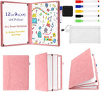 6 Sides Whiteboard Notebook Portable Whiteboard Dry Erase Notebook Portable Dry Erase Board Double Sided Folding Whiteboards White Board for Office Study Meeting(Pink,A4: 9"×12”)