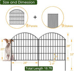 Metal Garden Fence 28in (H) x 18.7ft (L), 8 Panels + 9 Stakes Dog Fence Border Fence Animal Barrier, No Dig Garden Fencing for Yard Flower Bed Lawn Patio Outdoor, CTW2829 Black