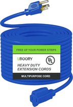 Outdoor Extension Cord Waterproof 50 FT, Blue 14/3 SJTW Heavy Duty, Flexible 100% Copper 3 Prong Extension Cord for Lawn, Garage,UL Listed