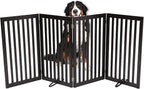 INTERNET'S BEST Dog Gate with Support Feet, Indoor Freestanding Pet Barrier, Folding Wood Cat or Dog Fence, Extra Wide Doorway Puppy Gates, 4 Panel - 36", Espresso