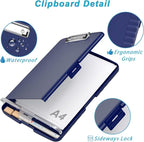 Rimilak Plastic Clipboard with Storage, 8.5 x 11 High Capacity Folio Nursing Case with Pen Holder, Size 14.2 x 9.6 x 1.2″ Folder Side-Opening for Classroom, Teacher, Smooth Writing, Deep Blue