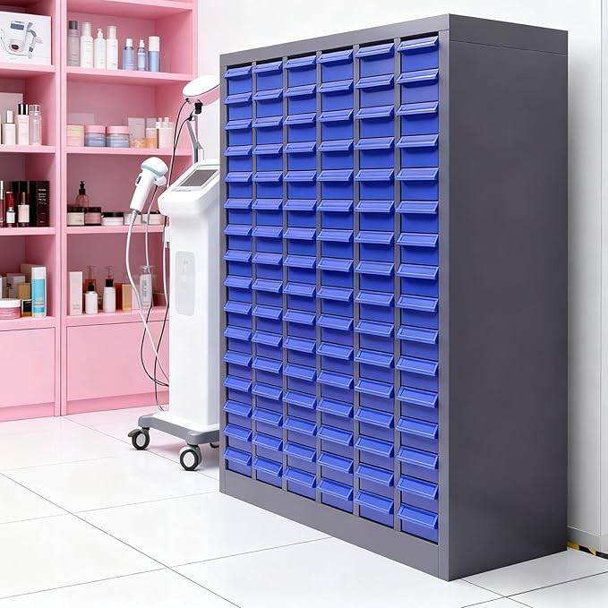 75 Drawer Heavy Duty Parts Cabinet,2mm Steel Frame & ABS Drawers with Labels/Divider,550Lbs Capacity Nut Bolt Screw Organizer for Workshop,Garage,Hardware Storage