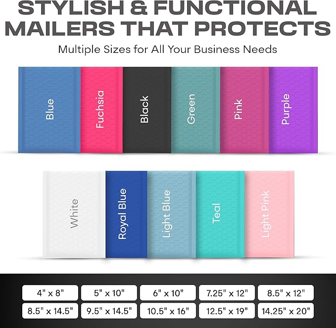 Black 10.5x16 Inch Large Poly Bubble Mailers #5 | Padded Envelopes with Self Seal | Air Lined Cushioned Bubble Mailer | Usable Size 10.5x15 | 200 Pack Bulk | Lightweight shipping Bags