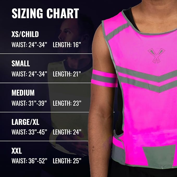 Running Reflective Vest, Inside Pocket & 2 Bands, High Visibility Reflective Running Vest for Night Running Walking Cycling