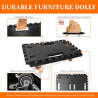 Furniture Dolly Cart with Wheels, Heavy Duty Cart with Caster Wheels, 16in-11in Furniture Movers with Wheels of 500Lbs Capacity, Small Moving Platform Dolly - 2 Pcs (Black)