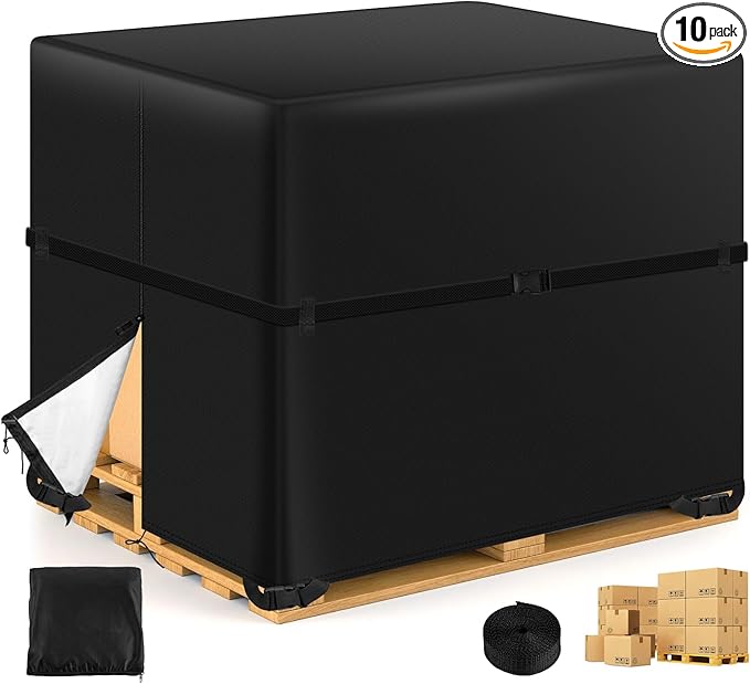 Zipper Pallet Cover,KY-HUAEN 900D Heavy Duty Pallet Covers Fits Large Pallets Up to 48" x60"x48" Waterproof,Rip-Proof, Fade Resistant, With Fixed Rope