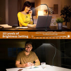 iZELL LED Desk Lamp for Home Office with Clamp [77 LEDs Light 3 Color Modes & 10 Brightness Levels] Flexible Gooseneck Book Lights, Easy Clip on Reading Headboard