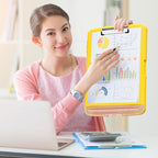 Plastic Clipboard with Storage, 8.5 x 11 Storage Organization Box Side-Opening, Heavy Duty Clip Board with Pen Holder and Paper Folder for Nurses, Teachers, Office & School Supply, Yellow