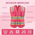 Reflective Safety Vest for Men Women, High Visibility Safety Vest with 8 Pockets Zipper Front, Meets ANSI Standards
