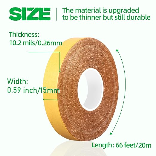 CHENYA Double Sided Tape Heavy Duty,0.59" X 66 Ft,Strong Carpet Tape with Fiberglass Mesh,Super Sticky Clear Two Sided Tape for Mounting Crafts,Carpet,Picture,Wallpaper,Balloon