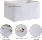 TheWarmHome Storage Bins for Shelves - Medium 3Pack 13.8L*9.8W*6.7H inch Fabric Storage Cubes Canves Storage Basket for Organizing Toys Baby Clothes Gift Dog (White)
