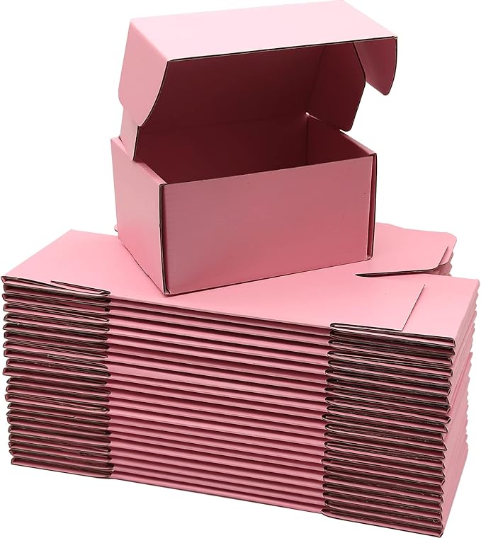 Small Pink Shipping Boxes for Small Business Pack of 25-6x4x3 inches Cardboard Corrugated Mailer Boxes for Shipping Packaging Craft Gifts Giving Products