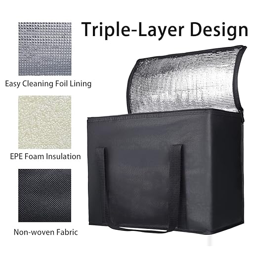 1PK Insulated Grocery Bags Reusable Heavy Duty - Cooler Tote with Reinforced Base for Stability & No Sag - XL Thermal Bag for Hot Cold Food, Delivery, Shopping, Travel, Camping,Grocery Essentials