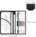 Car Registration and Insurance Holder, Premium Pu Leather Vehicle Glove Box Organizer - for Driver License, Cards & Essential Documents (L-Black)