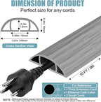 Floor Cord Cover Self Adhesive Cord Hider,10FT Cable Management, Extension Strip Protector for Wires, Prevent Cable Trips for Offices, Gyms, Exhibitions Cavity:0.51"(W) x 0.3"(H) Gray Wood