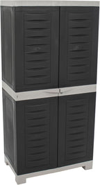 Sunnydaze Lockable Storage Cabinet - Indoor or Garage Storage Cabinet with 3 Adjustable Shelves - 48.75" H - Garage, Office, Home, Laundry Room - Charcoal