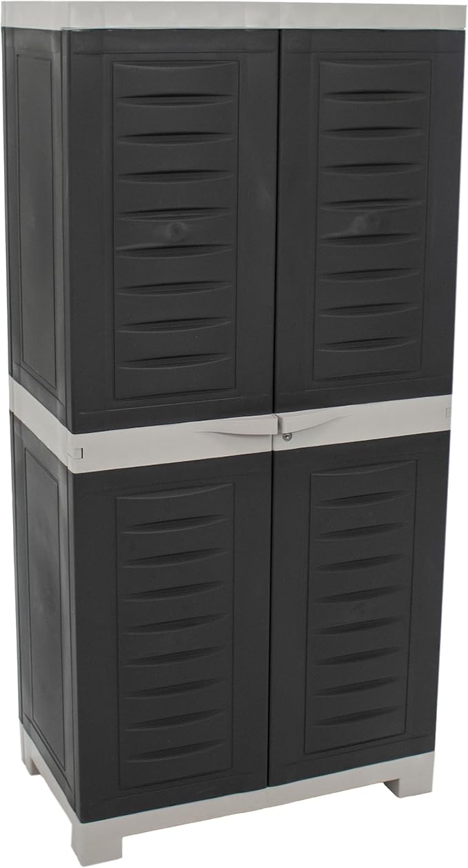 Sunnydaze Lockable Storage Cabinet - Indoor or Garage Storage Cabinet with 3 Adjustable Shelves - 48.75" H - Garage, Office, Home, Laundry Room - Charcoal