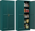 Kitchen Pantry Cabinet, 71 Inch Tall Metal Pantry Cabinet with Doors and Adjustable Shelves, Freestanding Food Cupboard, Storage Cabinets for Dining, Living Room, Green-Teal, Assemble Required