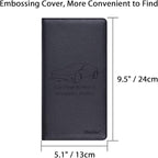 Car Insurance and Registration Holder, 9.5 x 5 Inch PU Leather Vehicle Glove Box Organizer Wallet Case for Insurance Card, Driver License, Paperwork - Black
