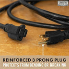 50 Ft Black Oil Resistant Extension Cord for Farms & Ranches - 12/3 SJTOW Heavy Duty 12 Gauge Outdoor Cable with 3 Prong Grounded Plug, 15 AMP