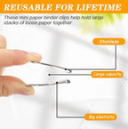 Jetec 200 Pack 0.75in/19mm White Metal Binder Clips Bulk Medium Reusable Fold Back Binder Clips Paper Clamps Spring Steel Sturdy for Home School Office Supplies