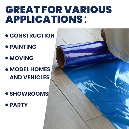 ADHES Floor Protection Film, Self Adhesive Floor Protector for Moving and Construction, 24 inch x 200', Protection of Hardwood, Tile, Other Hard Surfaces