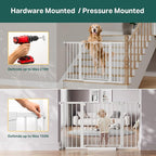 Cumbor 29.7"–51.5" Extra Wide Baby Gate for Stairs, Pressure-Mounted Dog Gates for Doorways & Hallways, Auto-Close Walk-Through, No-Trip Design, Child Proof Safety, Dog/Pet Gate for Indoor Use, White