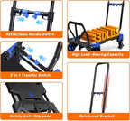 2-in-1 Folding Hand Truck with Folding Basket,Hand Truck with Retractable Handle, 330LBS Capacity Heavy Duty Hand Dolly, Dolly Cart with Wheels for Luggage/Moving/Travel