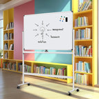 Large Dry-Erase Rolling Magnetic Whiteboard - 48 x 32 Inches Dry Erase Board with Stand Height Adjust Double Sides Mobile White Board Easel on Wheels with 25 Sheets Paper Pad Office, Home & Classroom