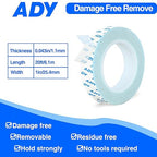 ADY Removable Double Sided Tape Heavy Duty 1in x 20ft,Clear Nano Adhesive Mounting Tape for Walls,Damage Free Picture Hanging Adhesive Strips for Rent Room, Poster Stick Transparent Tape